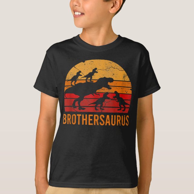 Bruder Dinosaur 5 Kind Funny Big Little Bruder T-Shirt (Vorderseite)