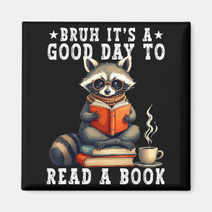 Bruder, ein guter Tag, um ein Buch Waschbär liest  Magnet