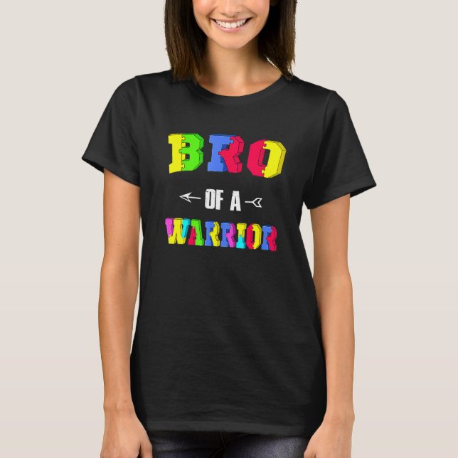 Bruder eines Warrior Family Bro World Autismus Awa T-Shirt (Vorderseite)
