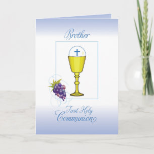 Bruder-erste Kommunion, Chalice mit Wirt u. Traube Karte