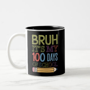 Bruder, es ist mein 100. Schultag, lustiger 100. T Zweifarbige Tasse