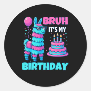 Bruder Es ist mein Geburtstag Lustiger Lama Piñata Runder Aufkleber
