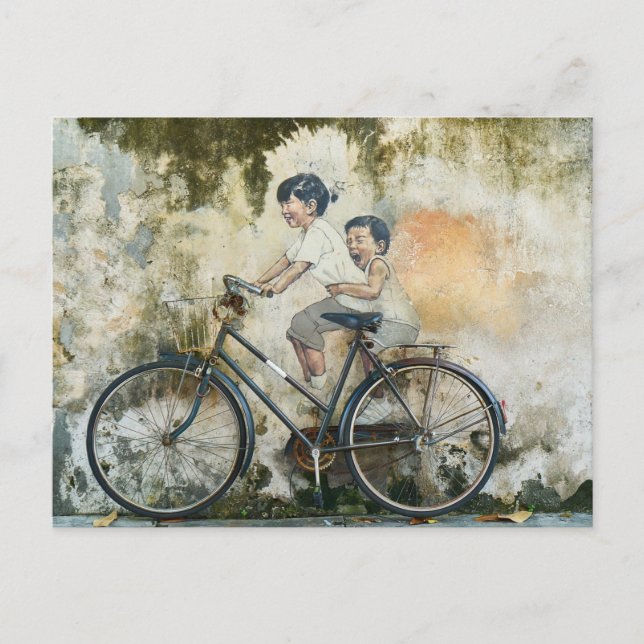 Brüder Fahrrad Postkarte (Vorderseite)