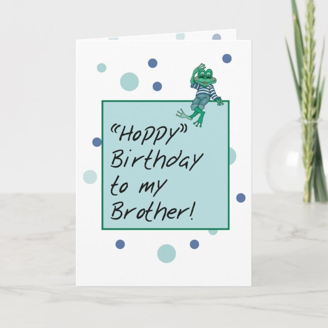 Bruder Frog in Jeans, Geburtstag, Polka Dots Karte (Vorderseite)