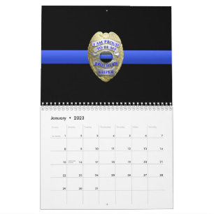 Brüder halten Abzeichen Thin Blue Line Kalender