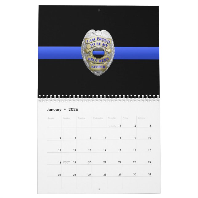 Brüder halten Abzeichen Thin Blue Line Kalender (Jan 2026)