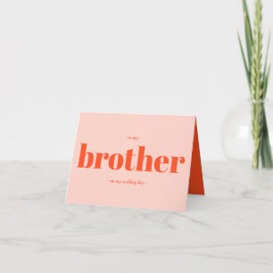 Bruder Hochzeit Minimal Einfach orange pink Karte