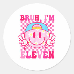 Bruder Ich bin Elf 11 11. Geburtstag Mädchen Groov Runder Aufkleber