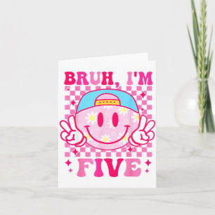 Bruder Ich bin Fünf 5. Geburtstag Mädchen Groovy 5 Karte