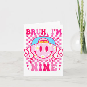 Bruder Ich bin Neun 9. Geburtstag Mädchen Groovy 9 Karte