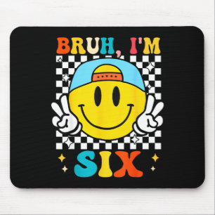 Bruder Ich bin sechs 6 6. Geburtstag Groovy Jungen Mousepad