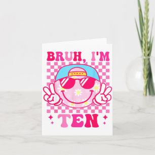 Bruder Ich bin Zehn 10. Geburtstag Mädchen Groovy Karte