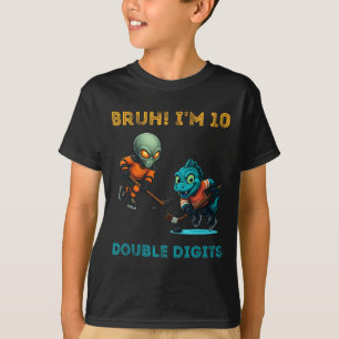 Bruder Ich bin zweistellig 10. Geburtstag Alien Ei T-Shirt