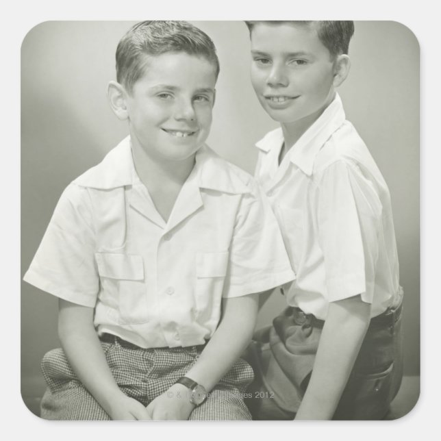 Brüder im Studio Quadratischer Aufkleber (Vorderseite)