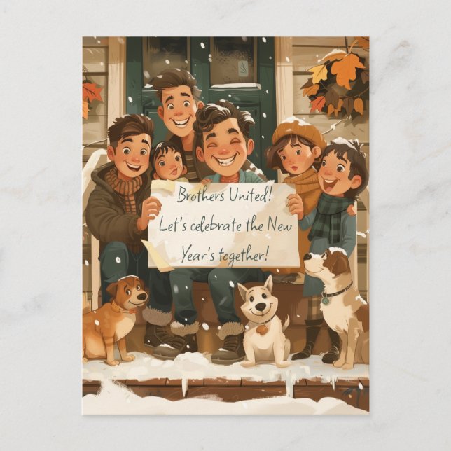 Brüder, Kinder und Hunde Postkarte (Vorderseite)