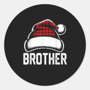 Bruder Santa Red Kariert Weihnachtsfamilie Matchin Runder Aufkleber