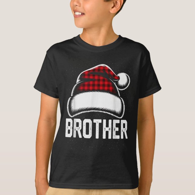 Bruder Santa Red Kariert Weihnachtsfamilie Matchin T-Shirt (Vorderseite)