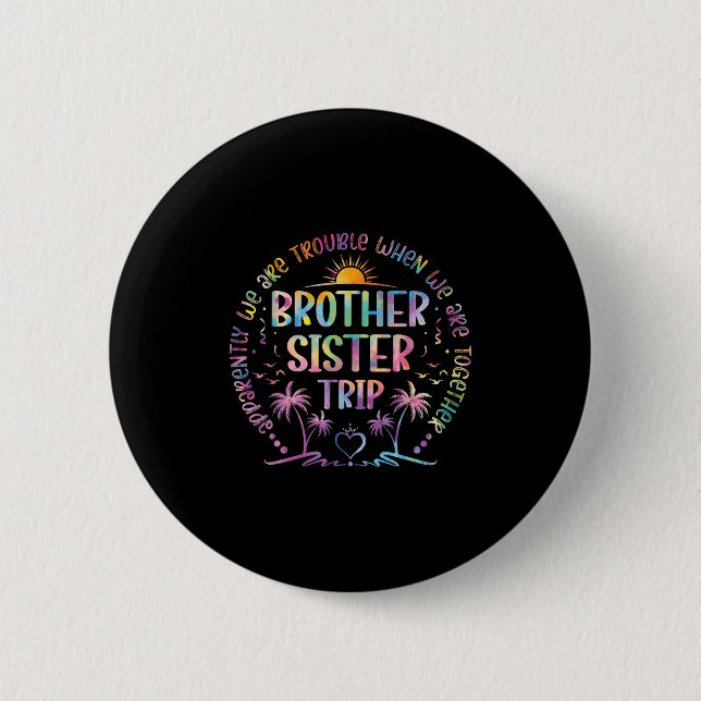 Bruder Schwester Matching Gefärbte Krawatte Bruder Button (Vorderseite)