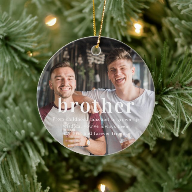 Bruder | Sentimental Foto Keepake Weihnachten Keramik Ornament (Baum)
