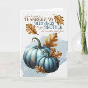 Bruder Thanksgiving-Segen Blaue Kürbisse Feiertagskarte