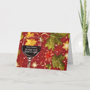 Bruder und Schwägerin Frohe Feiertage mit Wein Feiertagskarte