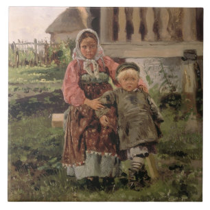 Bruder und Schwester, 1880 Fliese