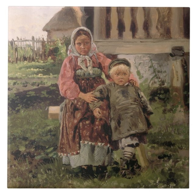 Bruder und Schwester, 1880 Fliese (Vorderseite)