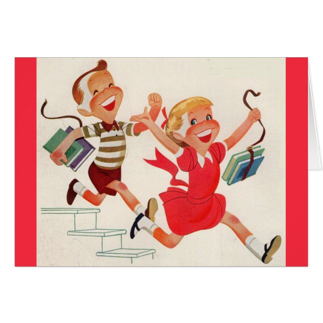 Bruder und Schwester auf dem Weg zur Schule (Vorderseite (Horizontal))