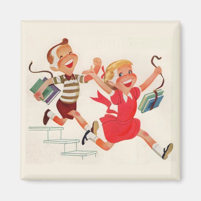 Bruder und Schwester auf dem Weg zur Schule Magnet (Vorne)