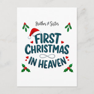 Bruder und Schwester erstes Weihnachten im Himmel  Postkarte