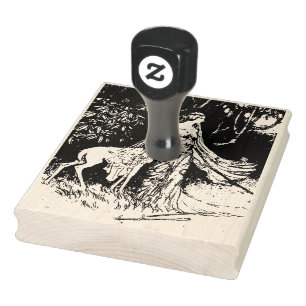 Bruder und Schwester Grimm Märchen Reh vintage Gummistempel