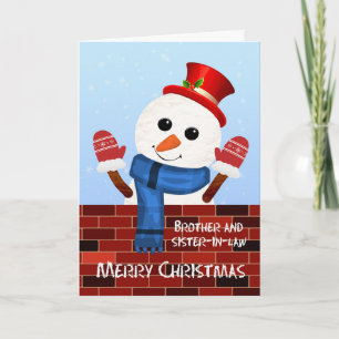 Bruder und Schwester im Gesetz Weihnachtsschneeman Feiertagskarte