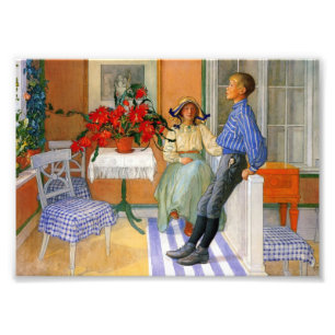 Bruder und Schwester im Sunroom 1911 Fotodruck