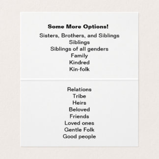 "Bruder-und Schwester-" Intervention w/suggestions Visitenkarten