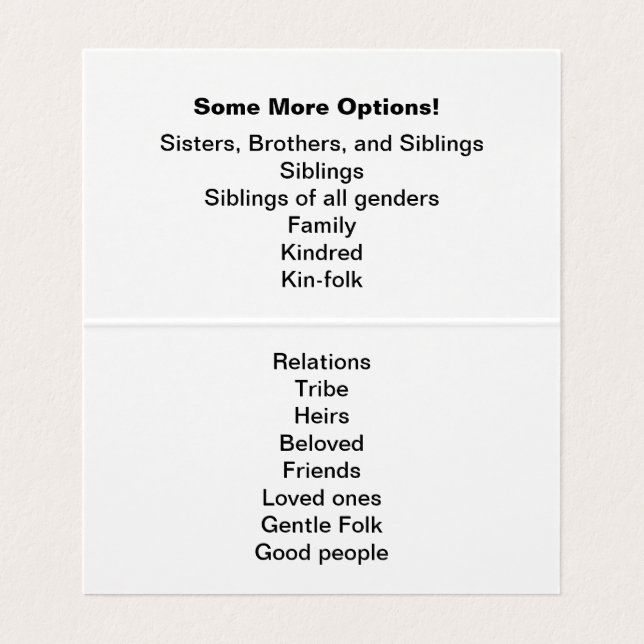 "Bruder-und Schwester-" Intervention w/suggestions Visitenkarten (Innenseite Aufgefaltet)