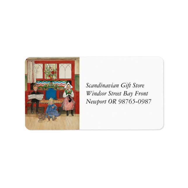 Bruder und Schwester spielen Mama und Papa Adressaufkleber (Vorne)