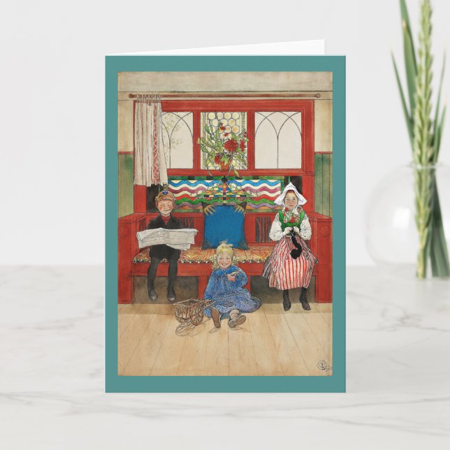 Bruder und Schwester spielen Mama und Papa Karte (Vorderseite)