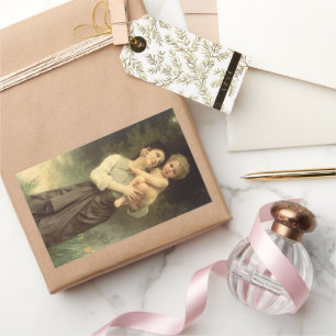 Bruder und Schwester von William Adolphe Bouguerea Rechteckiger Aufkleber