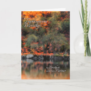 Bruder und sein Partner Erntedank Autumn Lake Feiertagskarte
