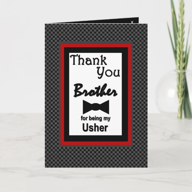 Bruder USHER Hochzeitsdankeschön mit Fliege Dankeskarte (Vorderseite)