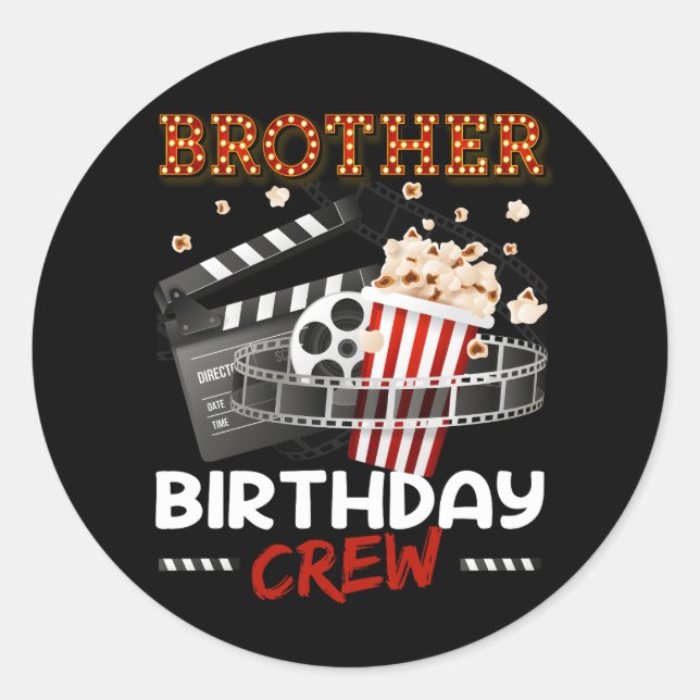 Bruder von Birthday Crew Filmabend Thema Matchin Runder Aufkleber (Vorderseite)