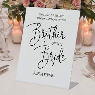 Bruder von Bride Memorial reserviert Stuhl Hochzei Sockelschild