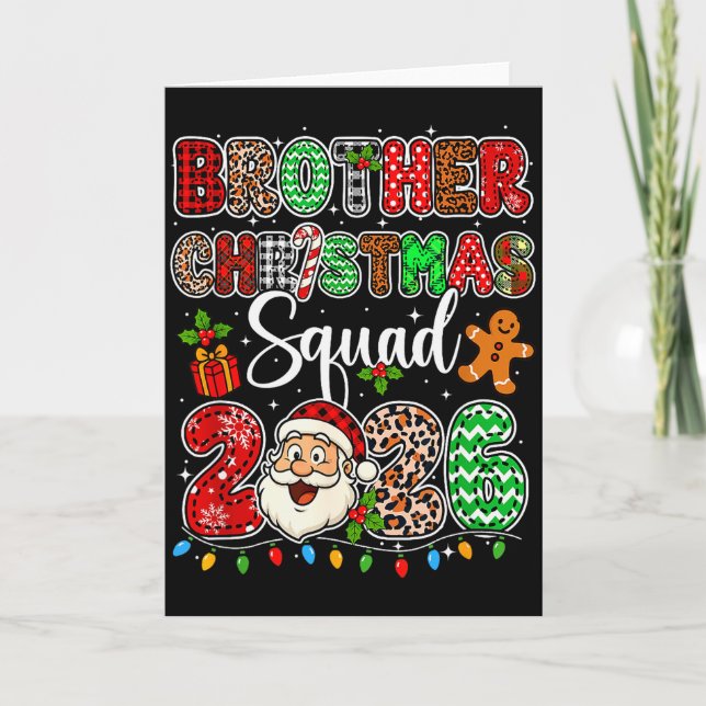 Bruder Weihnachtsmannschaft 2026 Leopard Lustiger  Karte (Vorderseite)