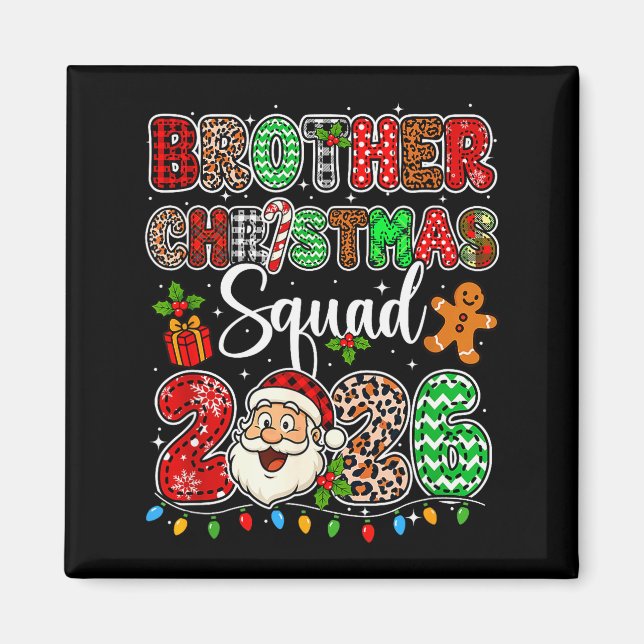 Bruder Weihnachtsmannschaft 2026 Leopard Lustiger  Magnet (Vorne)