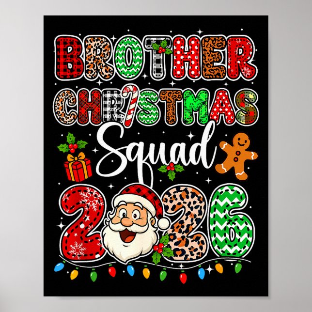Bruder Weihnachtsmannschaft 2026 Leopard Lustiger  Poster (Vorne)