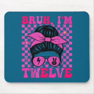Bruder zwölf 12 12. Geburtstag Mädchen groovy 12 J Mousepad