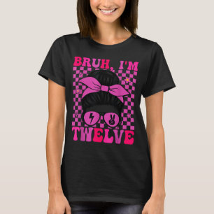 Bruder zwölf 12 12. Geburtstag Mädchen groovy 12 J T-Shirt