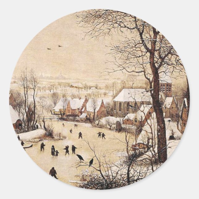Bruegel the Elder - Winterlandschaft Runder Aufkleber (Vorderseite)