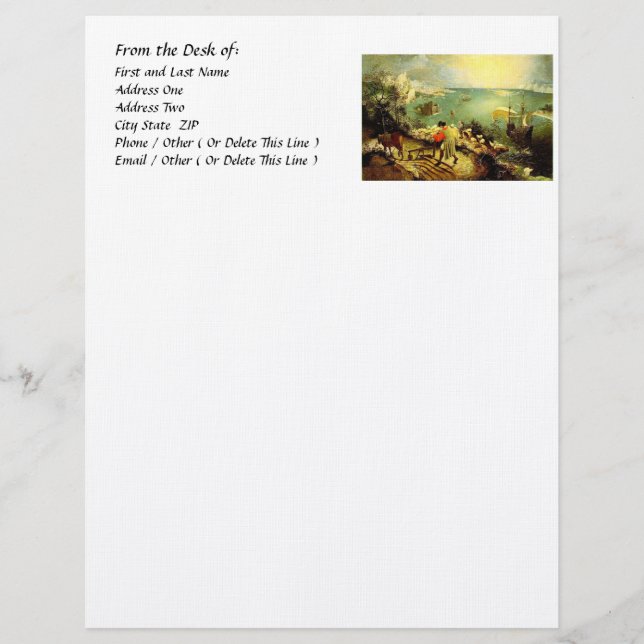 Bruegel's Landschaft mit dem Fall von Icarus - 155 Briefkopf (Vorderseite)
