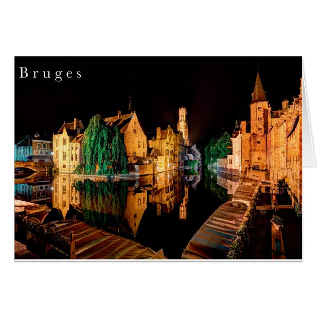 Bruges at night card (Vorderseite (Horizontal))